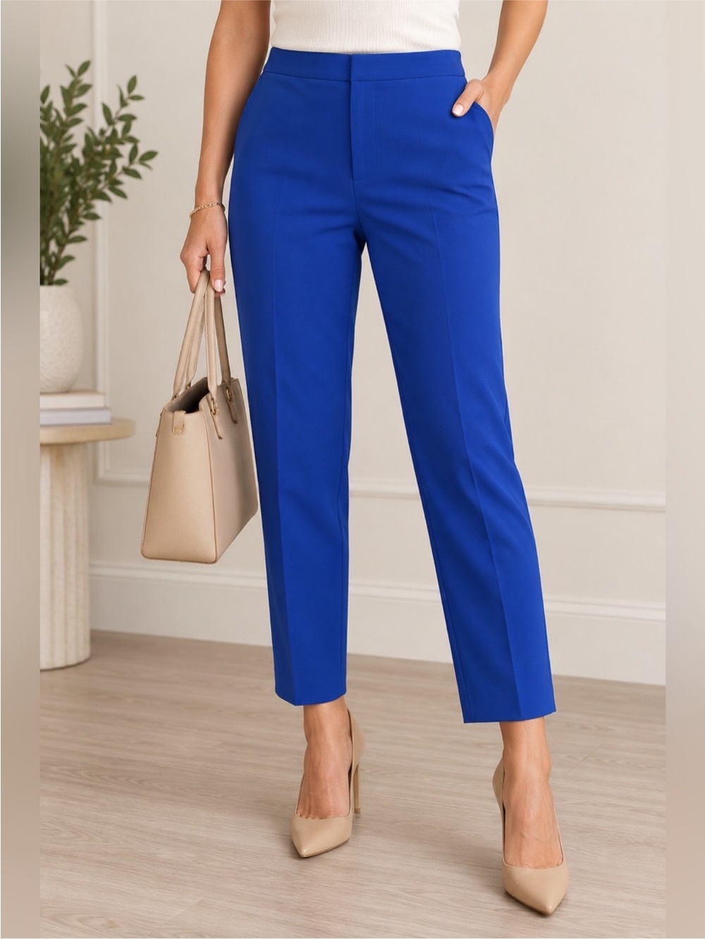 Rachel Zoe Straight Leg Pants in Cobalt Blue Size 14 Stretch